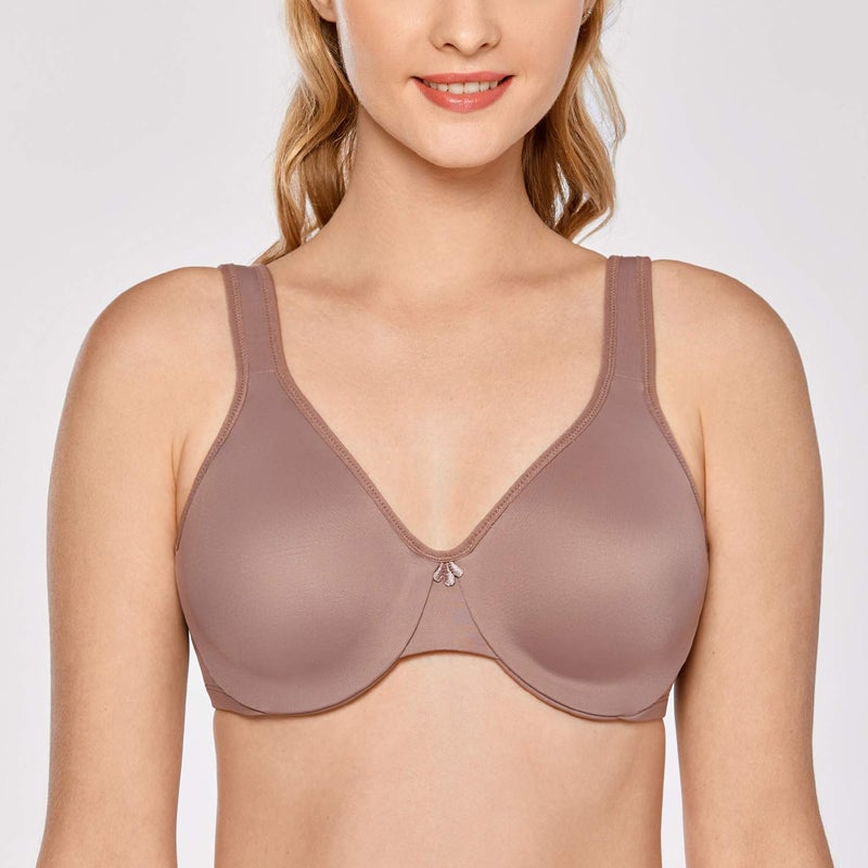 DELIMIRA Women's Minimizer Bra Plus Size Underwire Smooth Full Coverage Seamless Bras Mochaccino 40D - Image 3